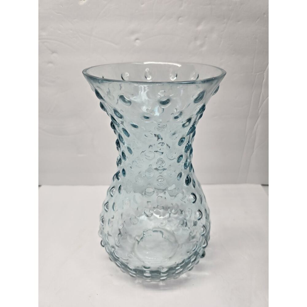 Vintage Empoli Hobnail Art Glass Vase, Light Blue Color, Italian Made
